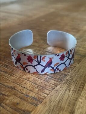 Decumi Bird and Floral Cuff Bracelet